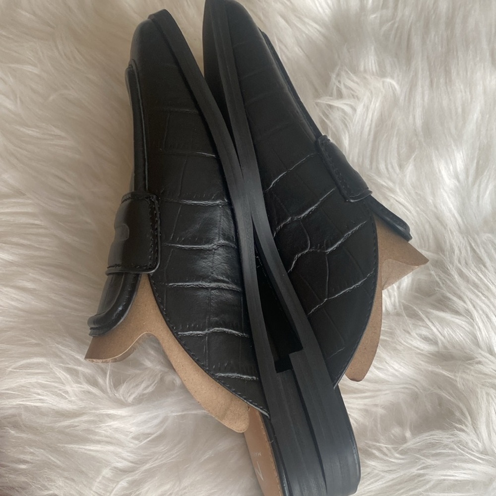 Marc Fisher LTD Flyta Leather Slip on Loafers Black Shoes - Picture 5 of 9